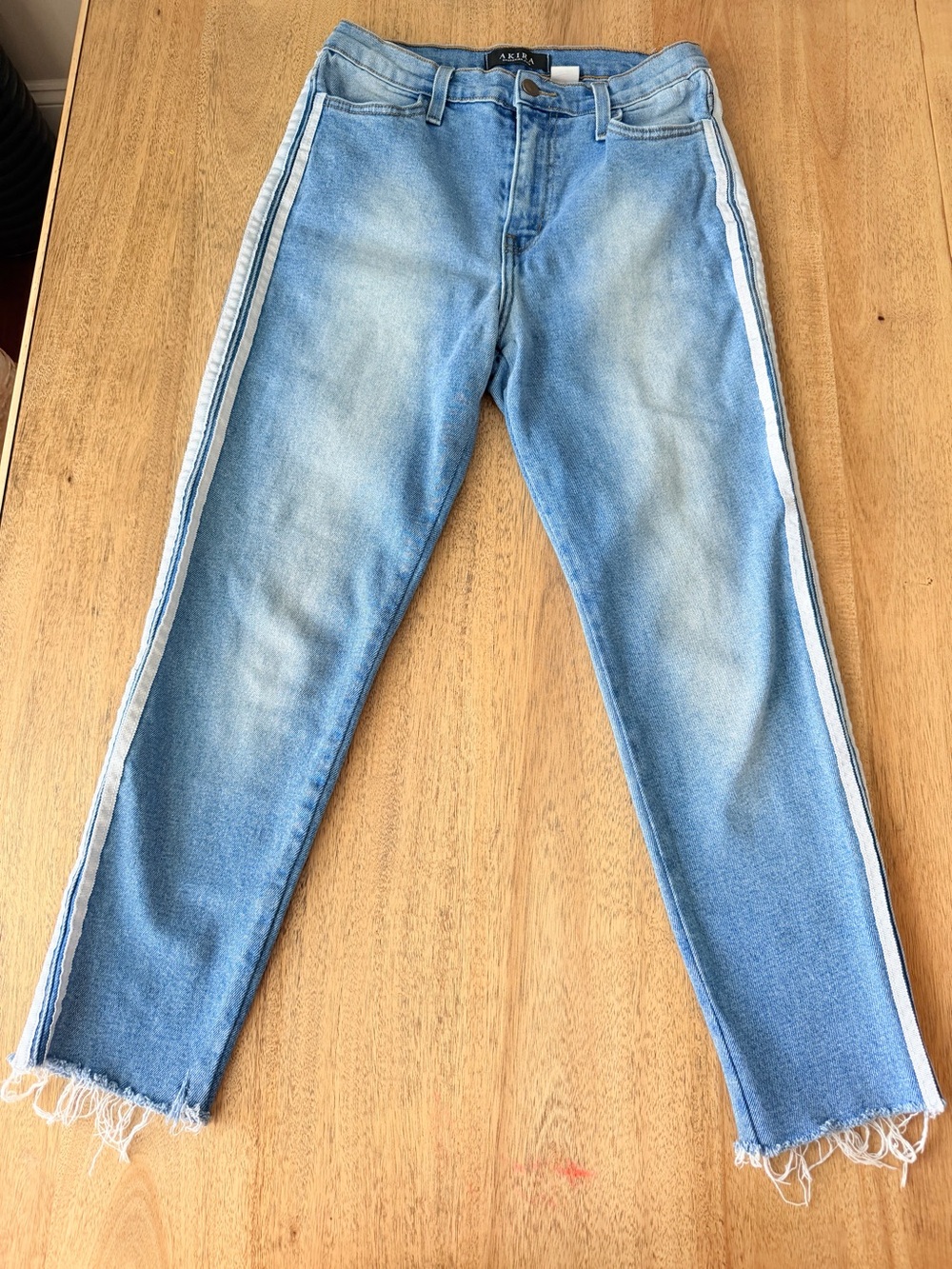AKIRA Light Blue Side-Stripe Women’s Jeans Skinny Straight Cropped High Rise